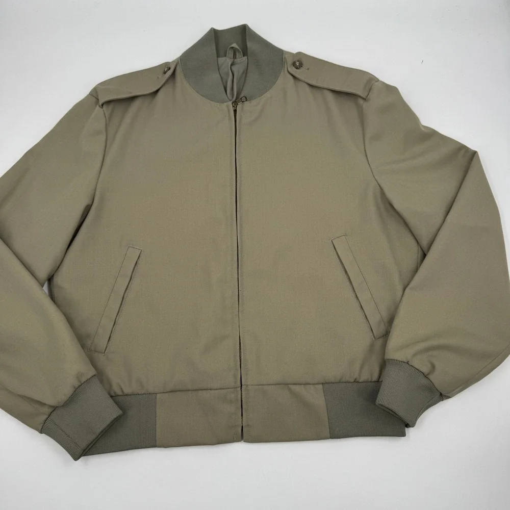 Military Equipment Corp USMC Bomber Jacket Mens 40R Olive Wool Blend Epaulets